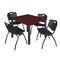 Kee Kee Square Table & Chair Set, Wood, Metal, Plastic Top, Mahogany TB4848MHBPBK47BK - alternate 1